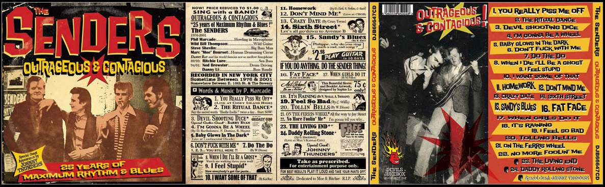 The Senders Outrageous & Contagious Cd for Devils Jukebox Design by Sophie Lo